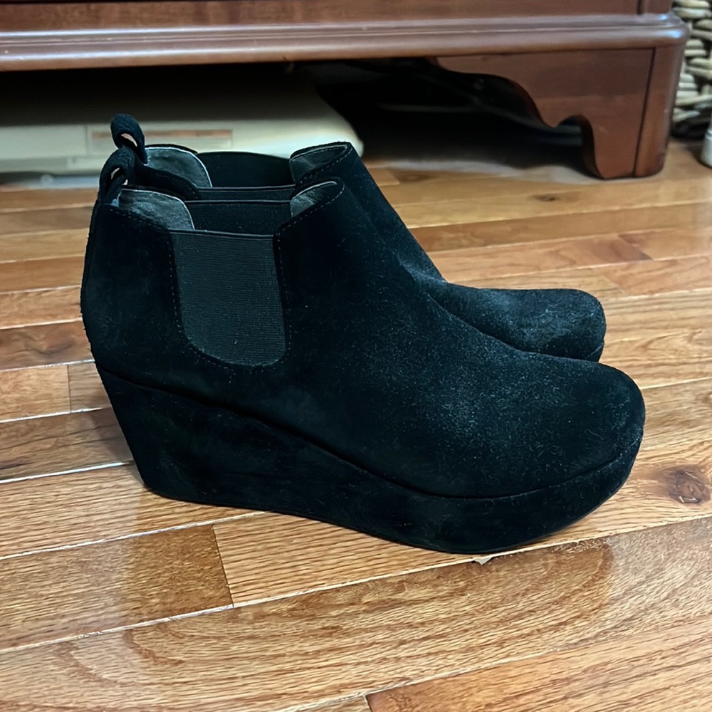 Suede wedge booties